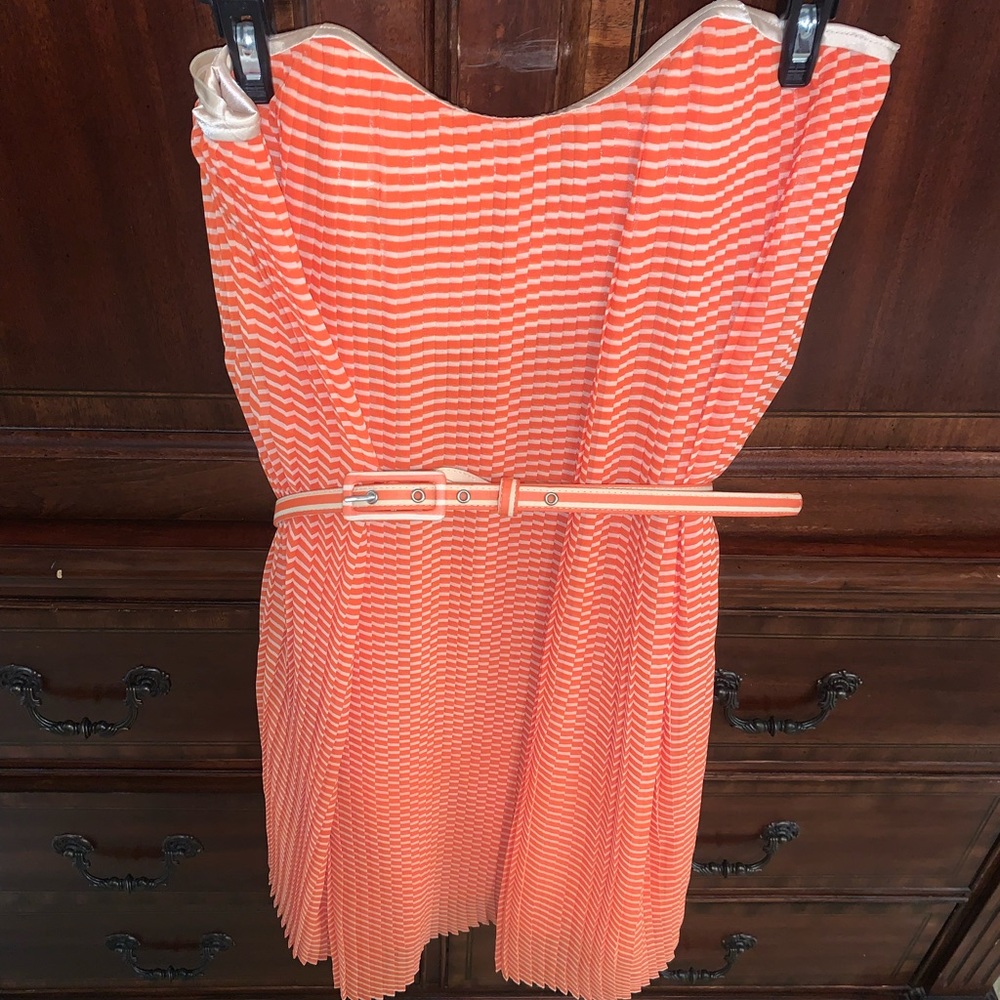 French connection orange strapless dress